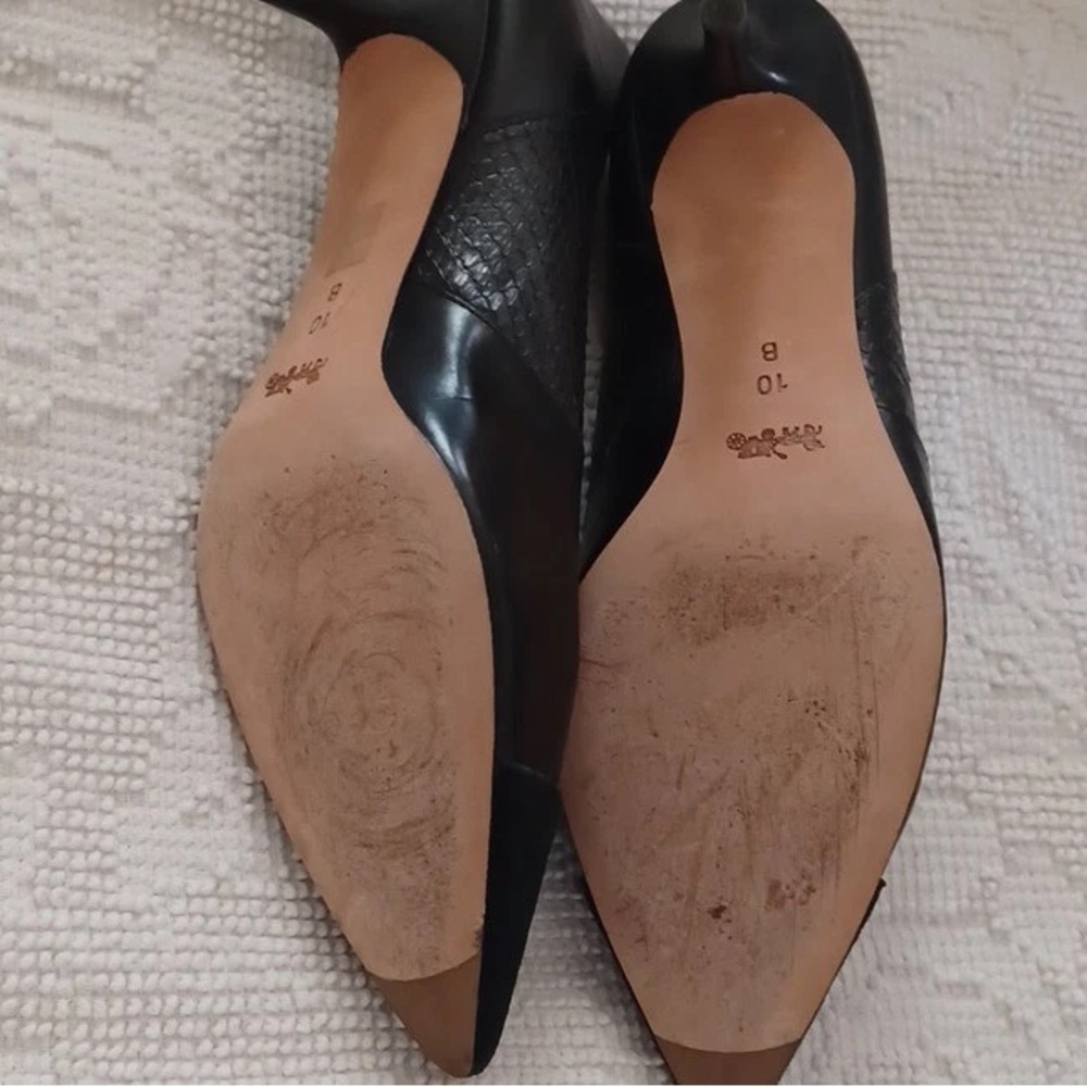 Coach Black Pointed-Toe Leather Stiletto Pumps - Picture 6 of 6